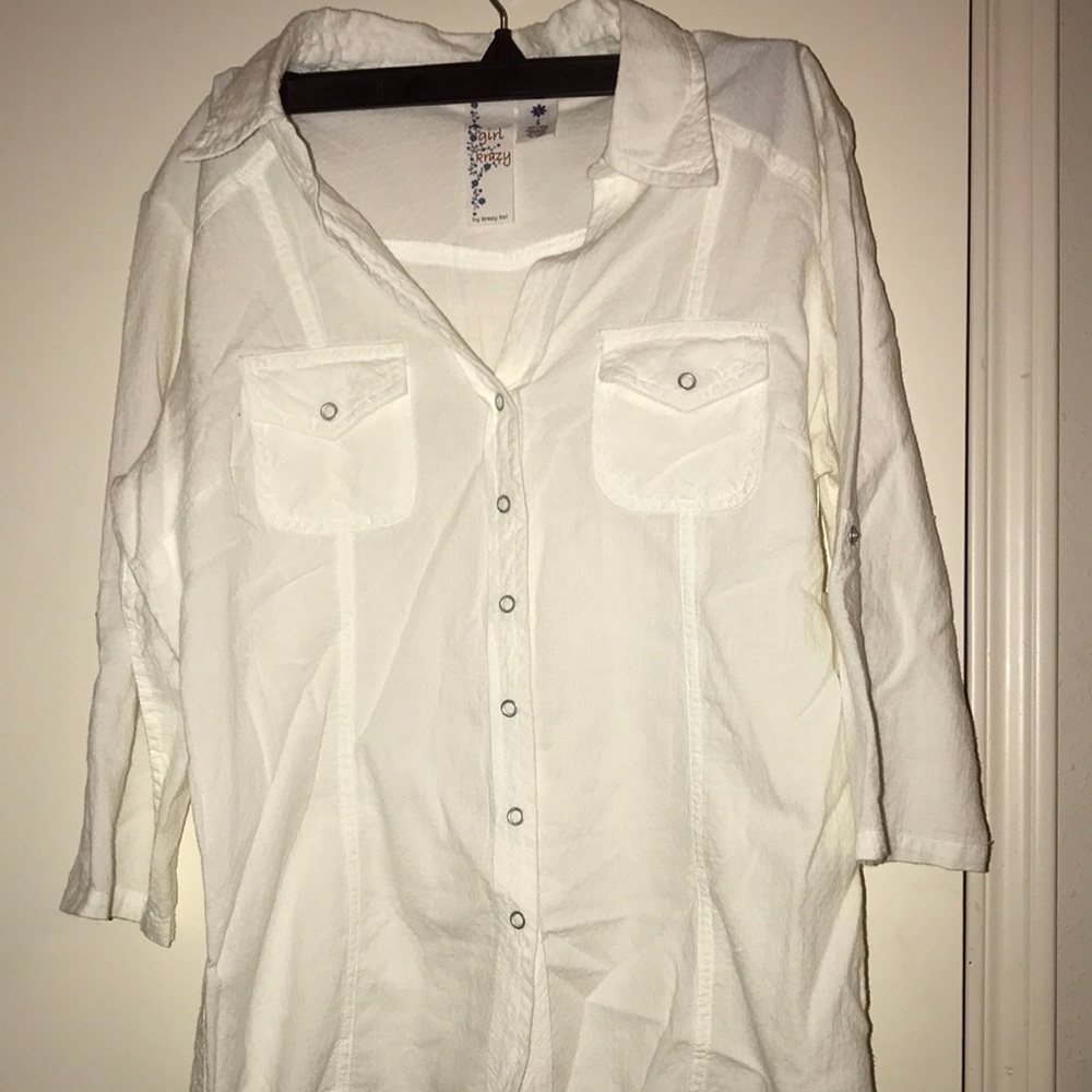 Girl crazy 3/4 white tee 100% cotton size s